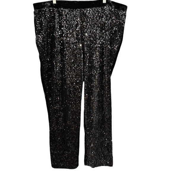 Chico’s Black Sequin Velvet Pants Women’s Size 20 - Picture 1 of 4